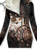 Women's Vintage Owl Art Fleece Casual Sweatshirt