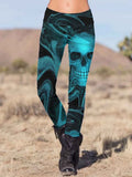 Punk Skull Printed Slim Fit Pants