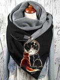 Cat Print Casual Scarves and Shawls