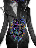 Women's Winter Owl Print Casual Track Jacket