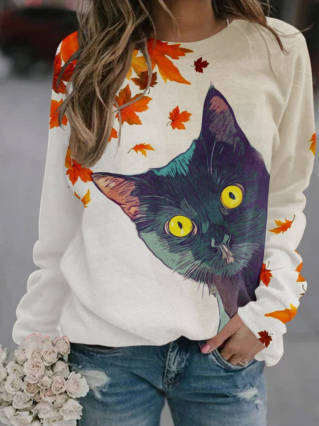 Women's Maple Cat Casual Sweatshirt