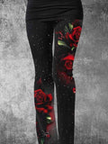 Women's Vintage Gothic Rose Art Printed Pants