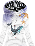 Women's Whale With Lighthouse And Anchor On Its Back Casual Sweatshirt