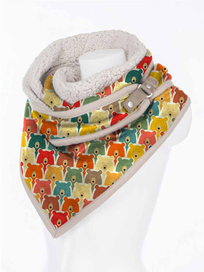 Bear Art Fleece Thickened Triangle Scarf