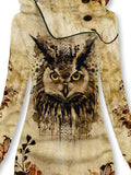 Women's Vintage Art Owl Casual Sweatshirt