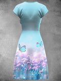 Women's Vintage Butterfly Art Print Art Dress