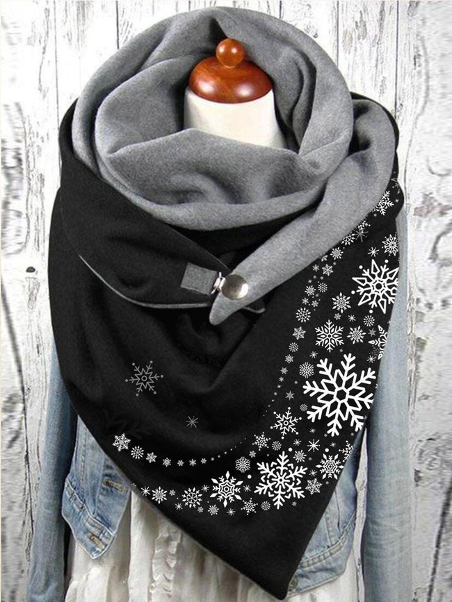 Ladies Winter Snowflake Art Print Casual Scarf and Shawl