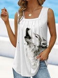 Women's Wolf Square Neckline Casual Tank Top