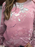 Women's Peony Flower Printed Casual Sweatshirt