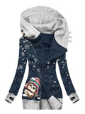 Women's Winter Snowflake Owl Casual Sweatjacken