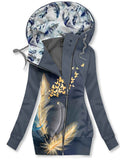 Women's Feather Art Print Sweatjacke