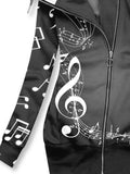 Women's Simple Music Symbol Printed Hooded Sweatjacke