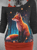 Women's Fox Art Desig Two Piece Suit Top