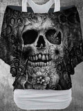 Women's Vintage Punk Skull Printed Two Piece Top