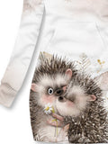 Women's Winter Hedgehog Snowflake Casual Sweatshirt