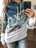 Women's Casual Floral Colorblock Casual Hoodie