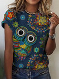 Women's Vintage Cute Owl Print T-shirt