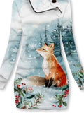 Women's Winter Snowflake Fox Casual Sweatshirt