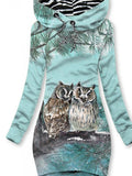 Women's Winter Owl Art Print Casual Sweatshirt