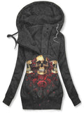 Women's Floral Skull Casual Sweatjacken