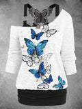 Women's Butterfly Art Desig Two Piece Suit Top