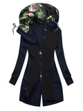 Women's Double Pull Head Patchwork Casual Fashion Hooded Cardigan Sweater