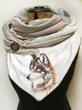 Wolf print slouchy fleece scarf and shawl