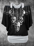 Women's Vintage Punk Skull Printed Two Piece Top