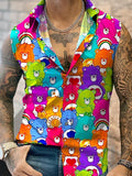 Men's Bears Print Sleeveless Button-Up Vest Shirt