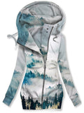 Women's Winter Landscape Art Print Casual Sweatjacke