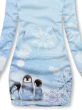 Winter Snowflake Penguin Casual Print Sweatshirt