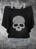 Women's Vintage Punk Skull Printed Two Piece Top