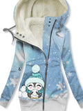 Women's Winter Owl Print Casual Track Jacket