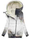 Women's Winter Snowflake Marble Gold Foil Art Casual Sweatjacken