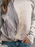 Women's Casual Feather Print Sweatshirt