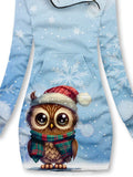 Winter Owl Snowflake Casual Print Sweatshirt