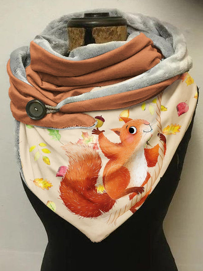 Autumn Squirrel Casual Scarf and Shawl