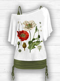 Women's Vintage Poppy Art Design Two Piece Suit Top