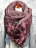 Punk Floral Skull Print Scarf Scarves