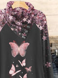 Women's Shiny Butterfly Art Print Casual Top