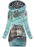 Women's Winter Owl Art Print Casual Sweatshirt