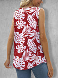 Pleated Square Neck Loose Print Summer Tank for Women