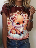 Fox Flower Artistic T-shirt