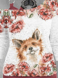 Women's Fox Flower Art Desig Two Piece Suit Top