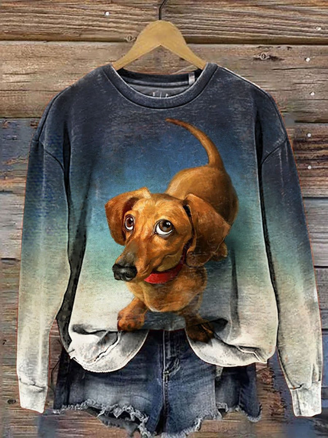 Cute Puppy Print Dog LoverCasual  Sweatshirt