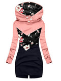 Women's Casual Floral Patchwork Hoodie