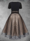 Women's Black 1950s Polka Dot Vintage Swing Dress