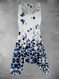 Women's Flower Print Asymmetric Tank Top Long Casual Tank Top