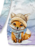 Winter Snowflake Fox Casual Print Sweatshirt