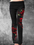 Women's Vintage Gothic Rose Art Printed Pants